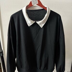 Black Sweater with White Collar